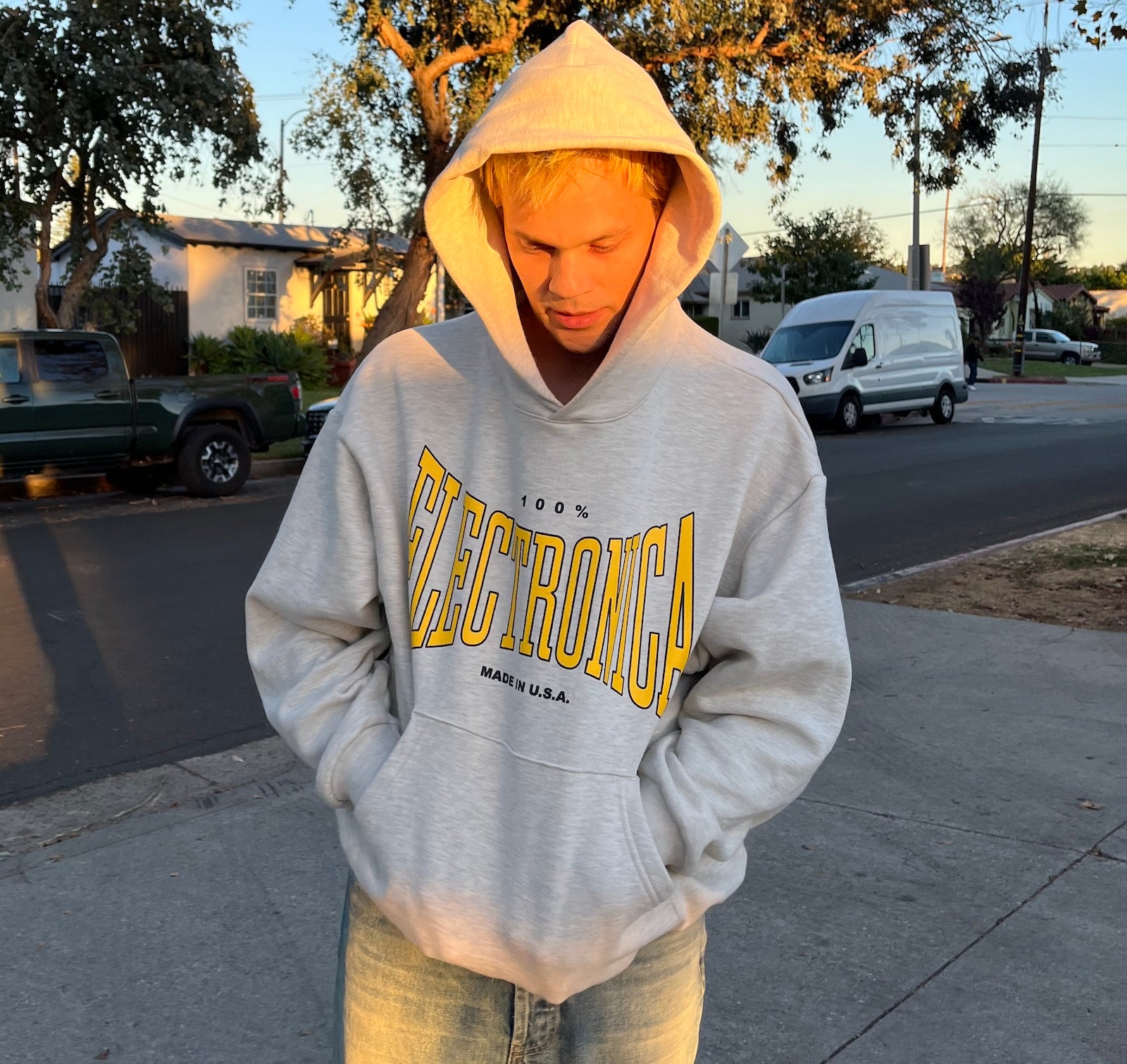 Boxing Logo Hoodie - Ash/Yellow