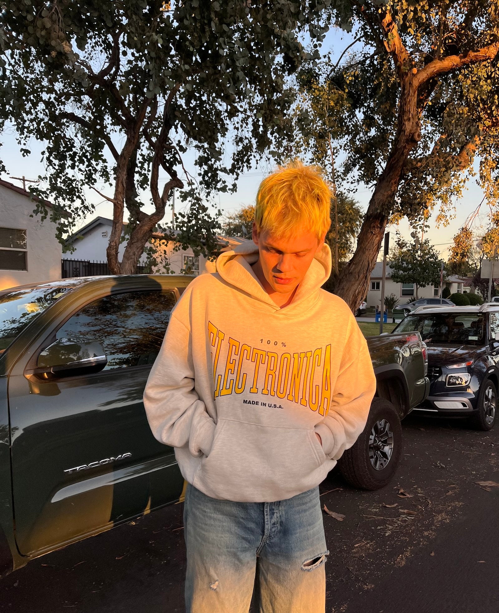 Boxing Logo Hoodie - Ash/Yellow